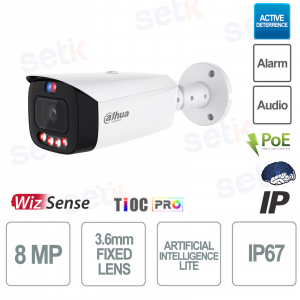 AI Lite Wizsense IP ONVIF® PoE 8MP 3.6mm TiOC PRO Bullet Camera - Dahua