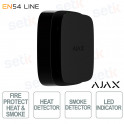 Ajax EN54 FireProtect Nero Rilevatore Fumo e Calore Wireless Certificato con Sirena e Tecnologia HazeFlow 2