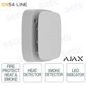 Détecteur de fumée et de chaleur sans fil certifié Ajax EN54 FireProtect blanc, avec sirène et technologie HazeFlow 2