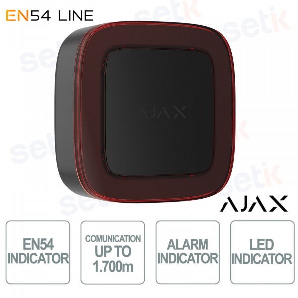 Ajax EN54 Indicator Jeweller Nero Indicatore Allarme Antincendio Wireless LED con Comunicazione Jeweller fino a 1700 m