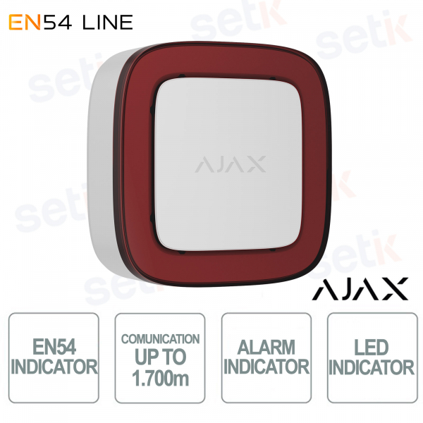 Ajax EN54 Indicator Jeweller Bianco Indicatore Allarme Antincendio Wireless LED con Comunicazione Jeweller fino a 1700 m