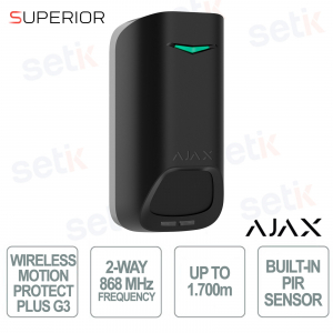 Ajax MotionProtect Plus G3 Jeweler Black PIR and Microwave Motion Detector with Anti-Masking and SmartDetect up to 15 m