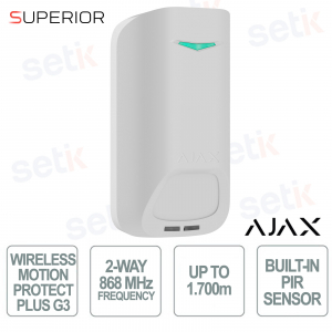 Ajax MotionProtect Plus G3 Jeweller White PIR Motion and Microwave Detector with Anti-Masking and SmartDetect up to 15 m