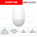 Sensore Movimento Dual-Tech PIR e Microonde 24GHz con Copertura 15 m e Immunità Animali - Hikvision