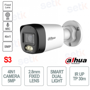 Dahua 5MP Bullet Camera 2.8mm Wide Angle Starlight Smart Dual Light IP67 with Built-in Microphone