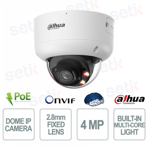 IPC-HDBW5459R1-ASE-PV-PRO 4MP Dome AI WizMind 2.8mm IP67 IK10 con WizColor e Audio Bidirezionale - Dahua