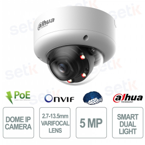 5MP Varifocal Dome 2.7-13.5mm WizMind AI Smart Dual Light IP67 IK10 with AcuPick and Audio Alarm - Dahua