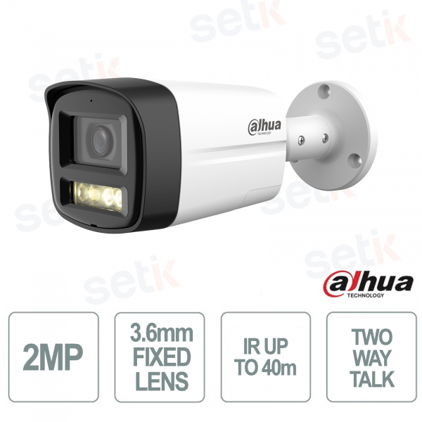 HAC-HFW1200TLM-IL-T 2MP Bullet 3.6mm Full HD Smart Dual Light con Audio Bidirezionale IP67 - Dahua