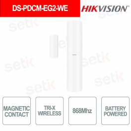DS-PDCM-EG2-WE Contatto Magnetico Wireless 868MHz con AES-128 per Porte e Finestre - Hikvision