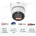 Caméra oculaire Dahua WizColor TiOC Pro AI 8MP avec objectif 2,7-12 mm, sirène et double éclairage intelligent, IP67