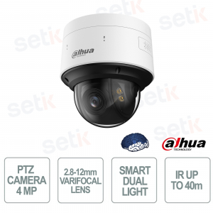 Telecamera PTZ Dahua 4MP WizMind 2.8-12mm 4x Zoom Smart Dual Light IP67 IK10 AI - Dahua