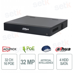 Dahua 32-Channel WizMind AI 16 PoE 4HDD 8K HDMI H.265+ NVR Professional Video Surveillance - Dahua
