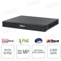 NVR Dahua 16 Canali WizMind AI 16 PoE 2HDD 8K HDMI H.265+ Videosorveglianza Professionale - Dahua