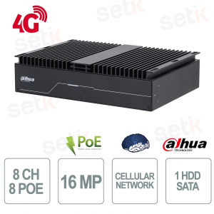 NVR 8 Channels 4G WizMind AI 8 PoE 1HDD Industrial -40°/+70°C H.265+ - Dahua