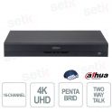 XVR 16 Channels Penta-brid 4K WizSense AI AcuPick Face Recognition H.265+ 2HDD Video Surveillance - Dahua