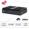 NVR 4 Canali 4G WizMind AI 4 PoE Industriale -40°/+70°C 1HDD H.265+ Videosorveglianza Professionale - Dahua