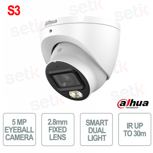 Dahua 5MP HDCVI 2.8mm Smart Dual Light IP67 Camera with Built-in Microphone and Starlight