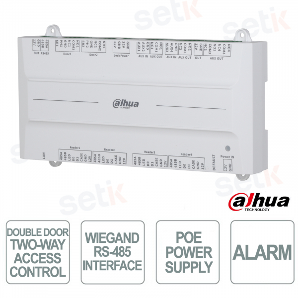 Dahua ASC4202B-D Dual-Door Bidirectional Access Controller with RFID, QR Code, Fingerprint, and PoE AI