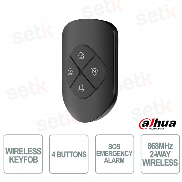 ARA24-W2-868-B Telecomando Wireless 868MHz con SOS, AES128 e Portata 900m per Sistemi di Allarme - Dahua