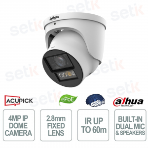 Caméra Bullet IA WizColor 8MP 2,8 mm, vision nocturne infrarouge 80 m, étanchéité IP67 et IK10, audio et alarme intégrés - Dahua