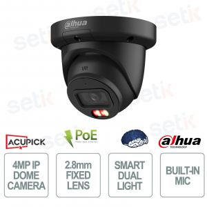 IPC-HDW3449QM-S-IL 4MP WizSense AI IP Camera 2.8mm Smart Dual Light IP67 Black - Dahua