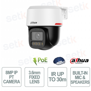 Dahua WizColor PT 8MP 3.6mm AI Auto Tracking IP66 H.265+ Two-Way Audio Active Deterrence Camera