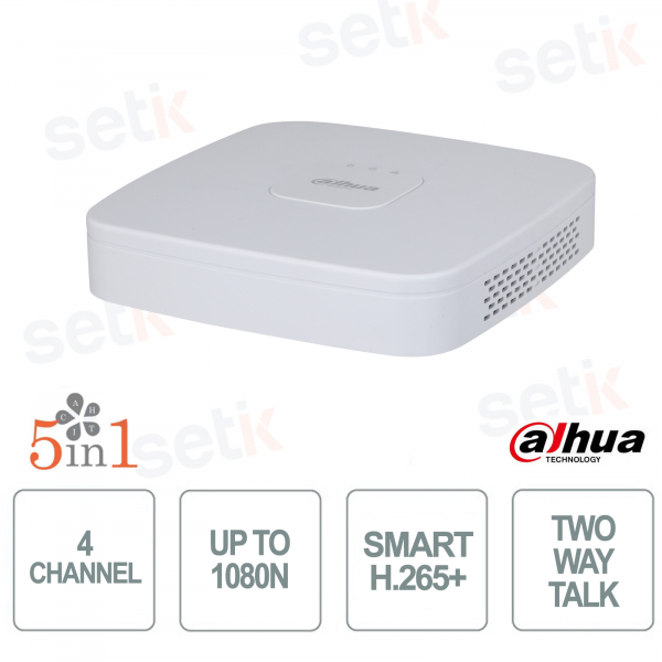 XVR 4 Canali WizSense AI SMD Plus H.265+ Penta-brid DVR IP fino 5CH Two-Way Talk Smart Dual Light - Dahua