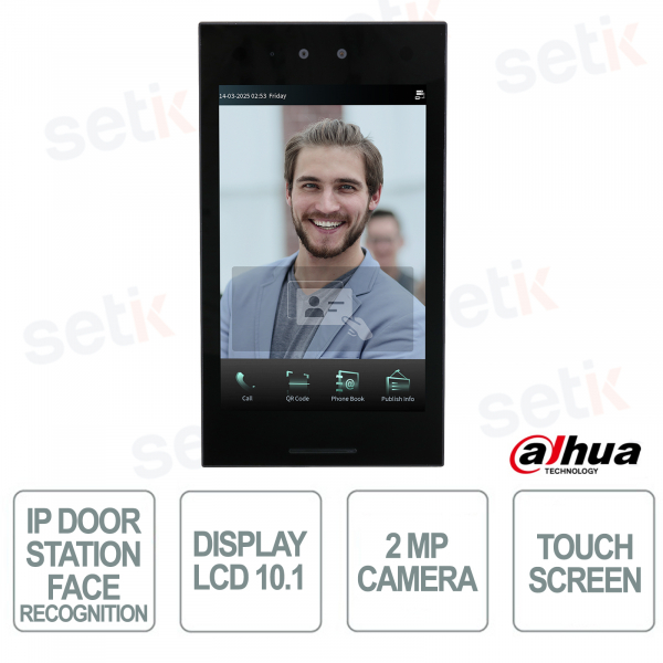 2MP Face Recognition IP Video Intercom, 10.1" Display, IP65 for Condominiums and Offices - Dahua