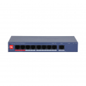 Switch PoE CS4009-8ET1GT-110 9 ports, 8 ports PoE, 110 W, Bluetooth 90 W, Cloud Gigabit, VLAN, Watchdog 250 m - Dahua