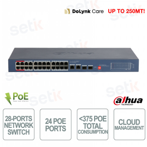 Switch cloud Gigabit PoE CS4228-24GT-375 V2, 28 ports, 375 W, avec SFP et IEEE 802.3bt - Dahua