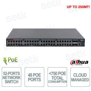 S5452-48GT4XF-750 Switch L2+ PoE 10G 750W con 48 Porte Gigabit e 4 SFP+ - Dahua