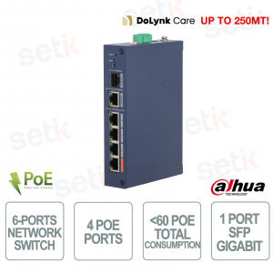 CHS4106-4ET-60 Industrial Cloud PoE Switch 6 Ports with SFP and Hi-PoE 60W - Dahua