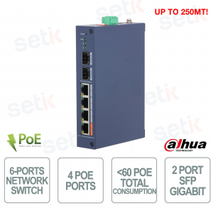 CHS4206-4GT-60 Gigabit PoE Cloud Managed Switch 6 Ports with Hi-PoE 60W and PoE 250m - Dahua