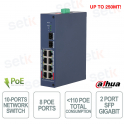 Switch Gigabit PoE CHS4210-8GT-110, géré dans le cloud, BT 90 W, 10 ports et PoE 250 m - Dahua