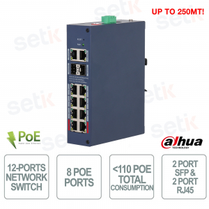 Switch Gigabit PoE administrable dans le cloud CHS4212-8GT-110, 12 ports avec Hi-PoE 90 W - Dahua