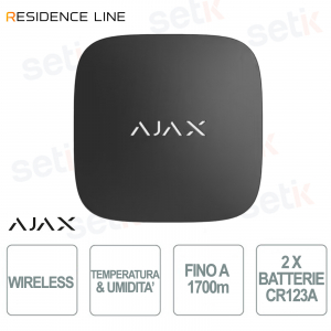 Ajax LifeQuality Lite Jeweller Nero Sensore Wireless Temperatura e Umidità AI Smart Home