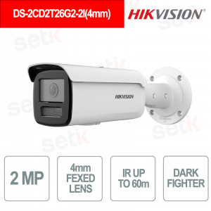 DS-2CD2T26G2-2I 4mm IP Bullet Camera 2MP AcuSense DarkFighter IR 60m PoE IP67 - Hikvision