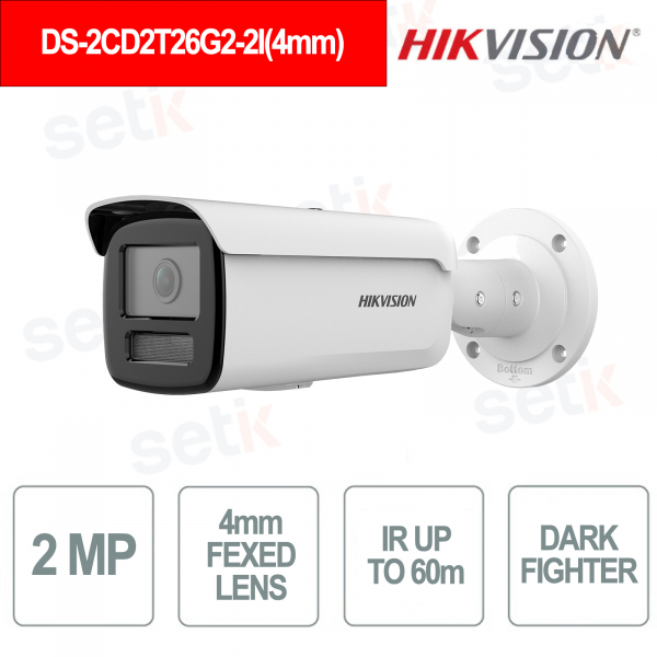 DS-2CD2T26G2-2I 4mm Telecamera Bullet IP 2MP AcuSense DarkFighter IR 60m PoE IP67 - Hikvision