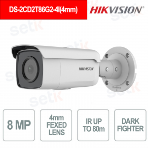 DS-2CD2T86G2-4I 4mm Telecamera IP Bullet 8MP 4K AcuSense DarkFighter IR 80m PoE IP67 - Hikvision