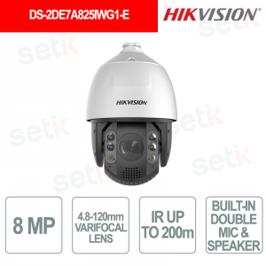 DS-2DE7A825IWG1-E PTZ 8MP 25X DarkFighter AcuSense 4.8-120mm IR 200m IP67 IK10 - Hikvision