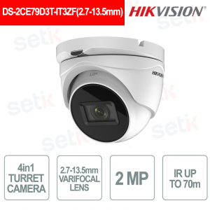 DS-2CE79D3T-IT3ZF Turret Camera 2MP IR 70m Varifocal 2.7-13.5mm IP67 - Hikvision