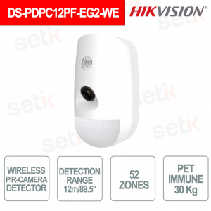 DS-PDPC12PF-EG2-WE Wireless PIR Sensor with 12m 868MHz Camera and Video Verification - Hikvision