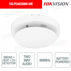 DS-PD452SMK-WE Wireless Smoke, Heat, and Carbon Monoxide Detector with Photoelectric Sensor - Hikvision