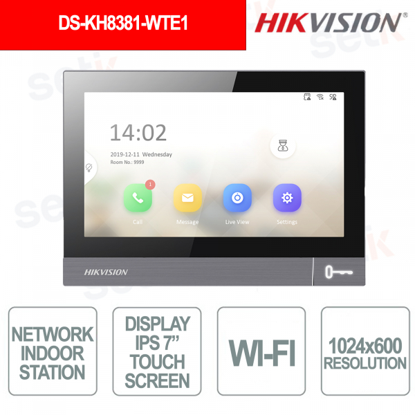 DS-KH8381-WTE1 7” WiFi PoE IP Touch Monitor for Smart Video Intercom - Hikvision