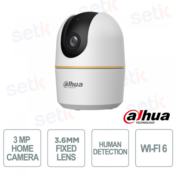 Telecamera WiFi 3MP Pan Tilt da Interno con AI, Ottica 3.6mm, Auto Tracking e Visione Notturna - Dahua