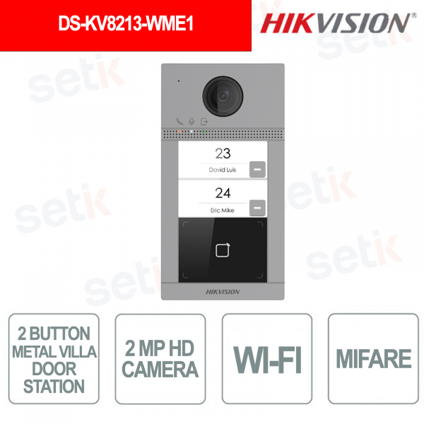 DS-KV8213-WME1 2MP WiFi PoE IP Video Station with Mifare Reader and IP65 IK08 - Hikvision