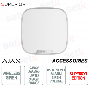 Superior StreetSiren DoubleDeck Jeweller Bianco Sirena Wireless IP54 113 dB Jeweller e Wings - Ajax