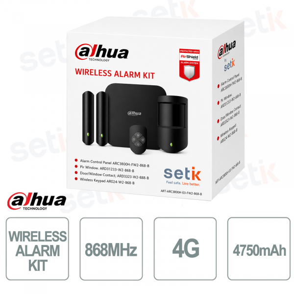 Kit d'alarme sans fil ART-ARC3800H-03-FW2 Noir Wi-Fi 4G AES128 - Dahua