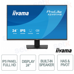 Monitor iiyama ProLite XB2491HS-B1 24" IPS Full HD 120Hz con Supporto Ergonomico e Speaker Integrati