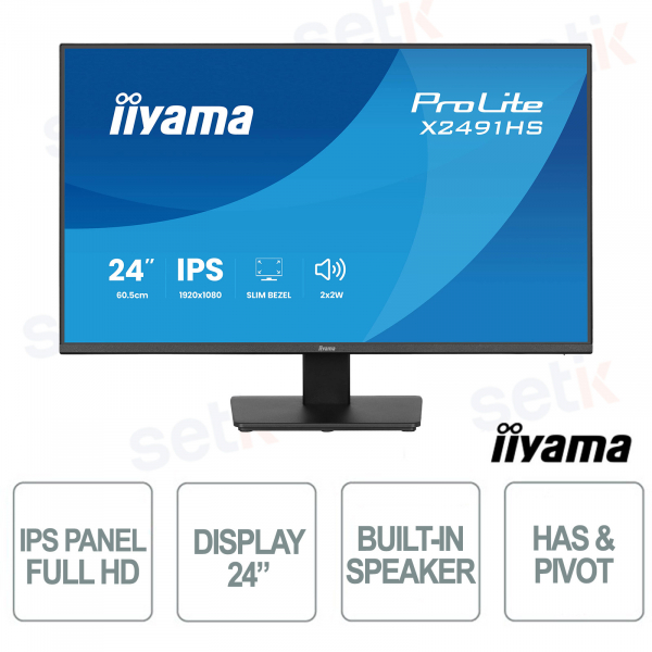 iiyama ProLite XB2491HS-B1 24" IPS Full HD 120Hz Monitor with Ergonomic Stand and Integrated Speakers